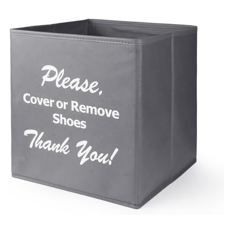 Opret Large Shoe Cover Box Grey, Real Estate Agent Supplies, Disposable Shoe Cover Dispenser Box for Open House, Please Cover or Remove Shoes, Foldable Storage Bin for Shoe Bootie Cover