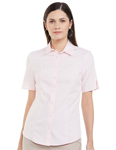 Image of Marks & Spencer Womens Solid Polyester Blend Collared Neck Regular Fit Shirt