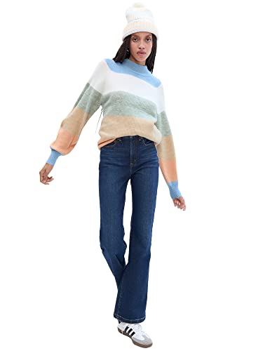 GAP Womens Forevercozy Ribbed Crewneck Sweater, Multi Stripe Combo, X-Small US
