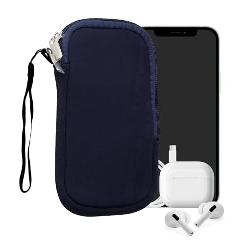 kwmobile Handytasche für Smartphones XS - 3,5/4' - Neopren Handy Hülle Dunkelblau - Handy Tasche 12,5 x 6,5 cm Innenmaße