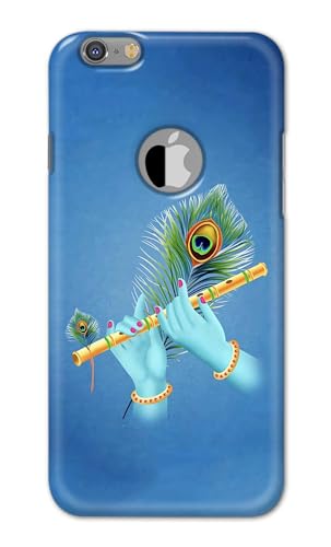 Image of PRINTFIDAA Printed Hard Back Cover Case for Apple iPhone 6 Logo | iPhone 6S Logo Back Cover (Flute in Krishna Hands) -112