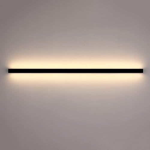 YFMYY Aplique de pared lineal, tira larga, iluminación ambiental, aluminio negro, 3000 K, accesorios de luz cálida para pasillo, escaleras,