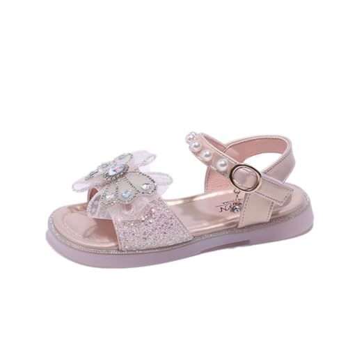 Girls Sandals Cute Bow Princess Flats Sparkly Wedding Party Summer Open Toe Dress Shoes for Toddler/Little Kid