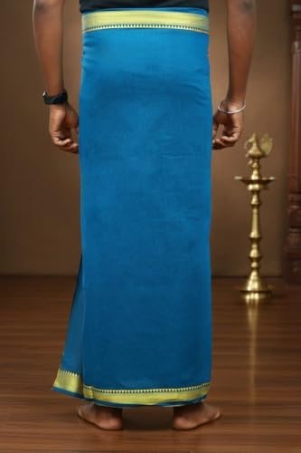 Image of Men's Pure Cotton Dhoti & Vesti | Mundu | Lungi | Premium Traditional Dhoti| Soft Handloom Fabric | Comfortable & Daily Use Outfit