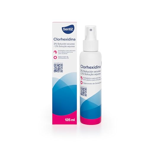 Senti2 Clorhexidina Solución Antiséptica para Piel, 2% Digluconato de Clorhexidina, Solución Acuosa, 125ml