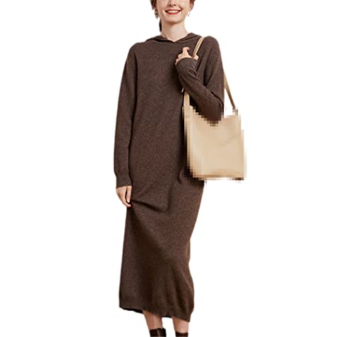 Robe longue en tricot 100% cachemire Haitpant couleur café haut de gamme en taille M