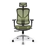 Diablo V-Basic Silla de Oficina Ergonómica Silla de Escritorio Giratoria con Apoyo Lumbar Integrado Reposabrazos 3D Reposacabezas Ajustable Función Balancín Altura Regulable (Negro-Verde)