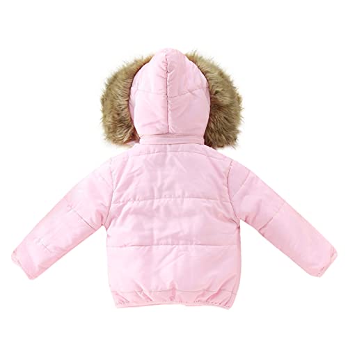 RNTOP Toddler Boys Girls Down Jacket Hooded Snowsuit Baby Winter Warm Puffer Down Coat Light Puffer (Pink, 2-3 Years)