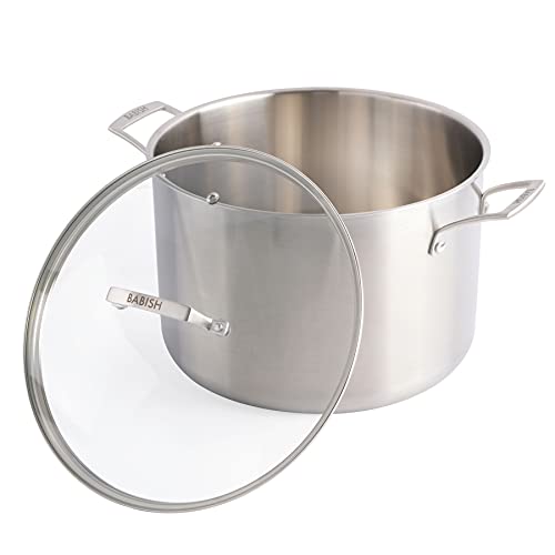 Babish, Olla profesional de acero inoxidable tricapa con tapa, 11,4 litros