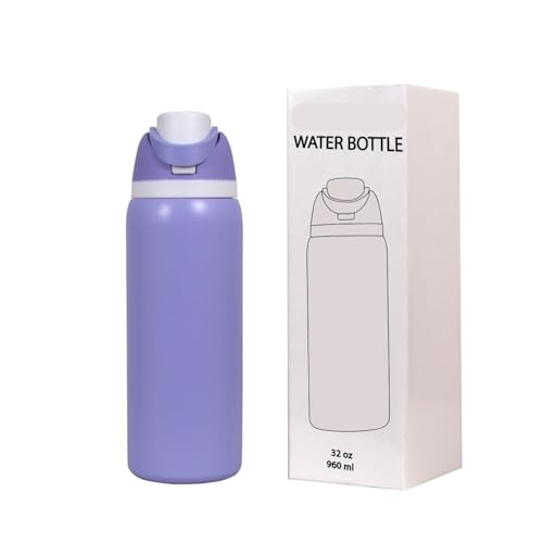 Image of LHOTSE FreeSip Gym Water Bottle with Straw & Spout | Leakproof Stainless Steel Sports Bottle for Workout, Fitness Training & Exercise Hydration (Ultra Violet, 960 ML)
