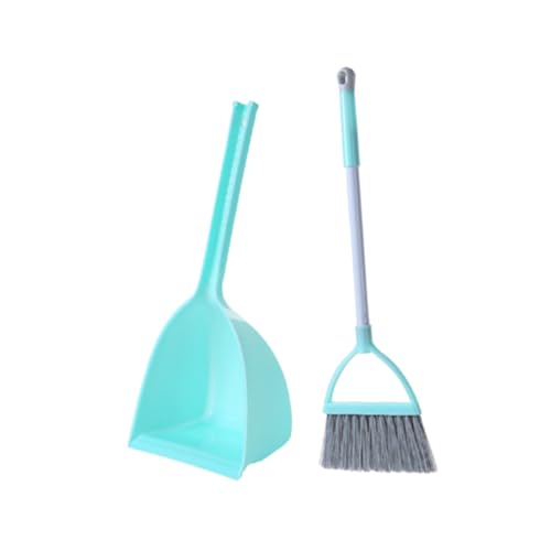 OUNONA Mini Besen und Kehrschaufel Set Hellgrün Pädagogisches Reinigungs Geeignet für Rollenspiele und Eltern Junge Mädchen aktivitäten Fördert Hausarbeitskompetenz und Sauberkeit