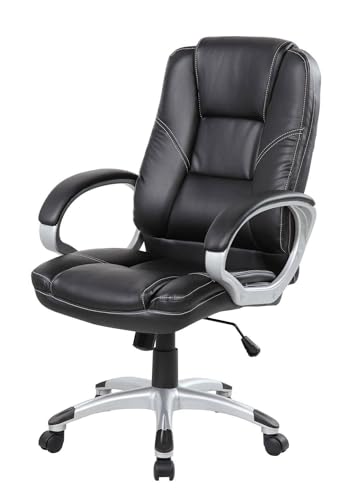 Dmora Tamworth, Sillón Ejecutivo con reposabrazos, Silla ergonómica de Oficina, 69 x 63 x 105/116 cm, Color Negro