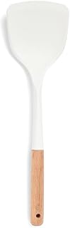 Yum Asia Premium Flat Spatula with Beech Wooden Handle and Premium Silicone (Ice White, Flat Spatula)