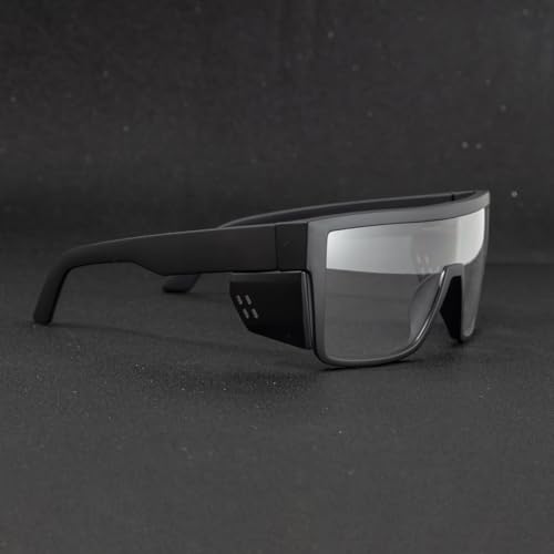 Image of UV400 Transition Photochromic Safety Glases Light to Dark Grey Lens ANSI Z87 Impact Approved