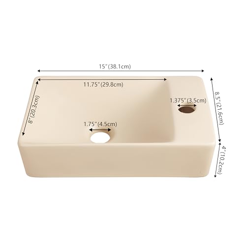 Lavabo de pared rectangular en cerámica beige mate JONATHAN Y SNK1004G-R 4