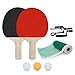 Racchette da ping pong | Kit completo di tennis da tavolo con 2 racchette, 3 palline e una rete | Set da tavolo portatile e pieghevole per interni ed esterni | rosso e nero