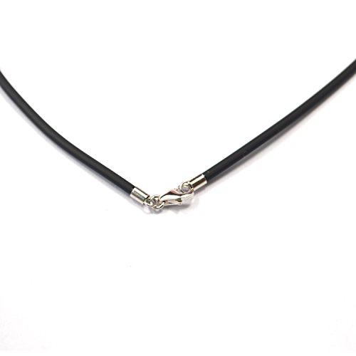 ELLITE Wide Alloy Black Rubber Cord Rope Necklace Chain(18-24 Inch) with Stainless Steel Lobster Clasp3