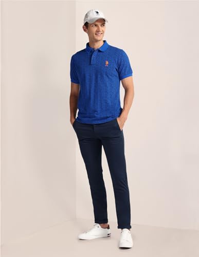 Image of U.S. Polo ASSN. Printed Slim Fit Polo T Shirts for Men - 100% Cotton, Half Sleeves Mens Tshirt