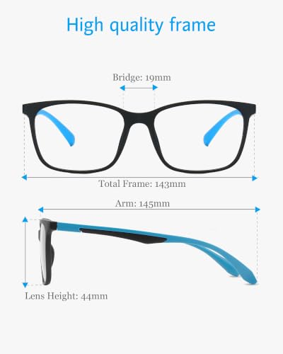 Image of ANRRI Blue Light Blocking Glasses Anti Eyestrain Lens Lightweight Frame Eyeglasses Black Blue Frame Men /Women