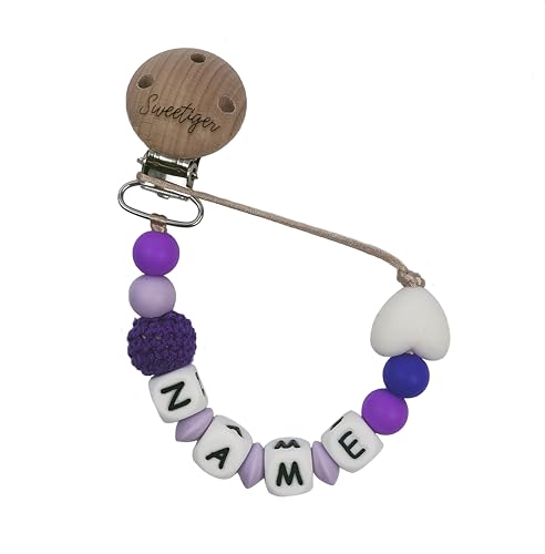 Chupetero de silicona personalizado. 'Basic', Varios colores a elegir. (Purple)