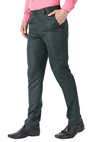 Image of MALENO Men's Slub Effect Solid Trouser | Classic Slim Fit Formal Trousers for Men | Slim Fit Trousers for Men