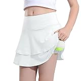 Dancer queen Girls White Golf Skirt Size 14 Tennis Skort for Kids Golf Apparel with mesh Shorts for