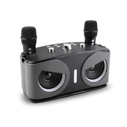 Machine à karaoké Dilwe anti-interférence avec 2 micros sans fil et lumière RVB festive