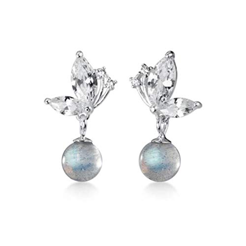 Boucles d'oreilles lune et papillon argent S925 pour femme
