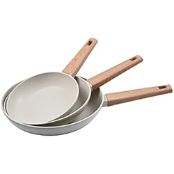 Sartenes Bergner Nordica Bergner Naturally | Juego de 3 sartenes antiadherentes | 18, 22 y 26 cm de diámetro | de aluminio forjado | Juego de sartenes | Apto para todos los entornos de cocina