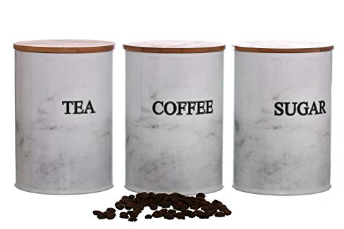 Retro Tea Coffee Sugar Canisters Jars Air Tight Lids Kitchen Storage Set of 3 ( Marble Effect OP174 ) - Cosy Home Interiors Retro Tea Coffee Sugar Canisters Jars Air Tight Lids Kitchen Storage Set of 3 ( Marble Effect OP174 )