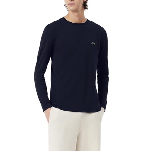 Consejos para Comprar Lacost . 42 Lacoste Playera de Manga Larga Pima con Cuello Redondo y Ajuste Regular, Azul Marino, Medium