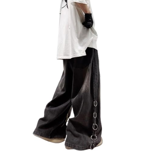 Multi Pocket Cargo Jeans Baggy Jeans Wide Leg Grunge Pants Vintage Low Rise Streetwear Goth