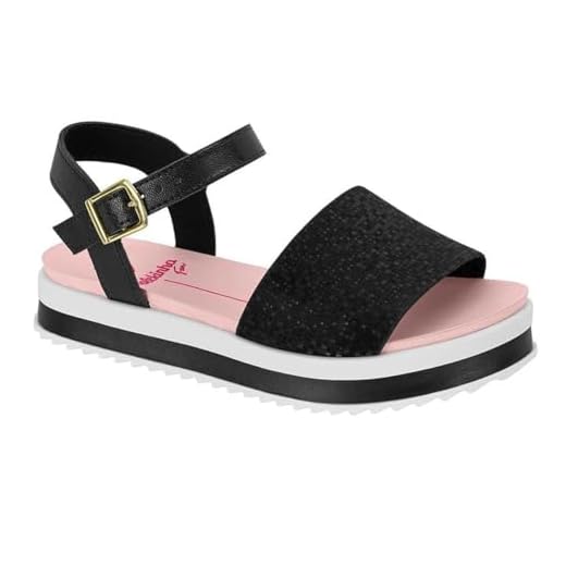 Sandália Infantil Menina Molekinha Flatform Preto/Rosa 33