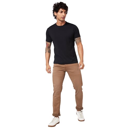 Image of Spykar Mid-Rise Regular Fit Brown Jeans for Men (Size: 34)-MDRO2BC034 Coffee Brown