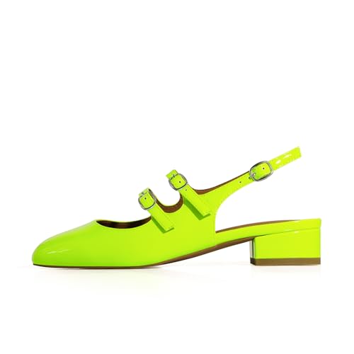 anteikira Women's Round Toe Slingback Flats Closed Toe Double Strap Mary Jane Flats for Women 1 Inch Heel Dress Shoes Low Heel Causal Work Office Pumps for Women Size 5.5-12US2