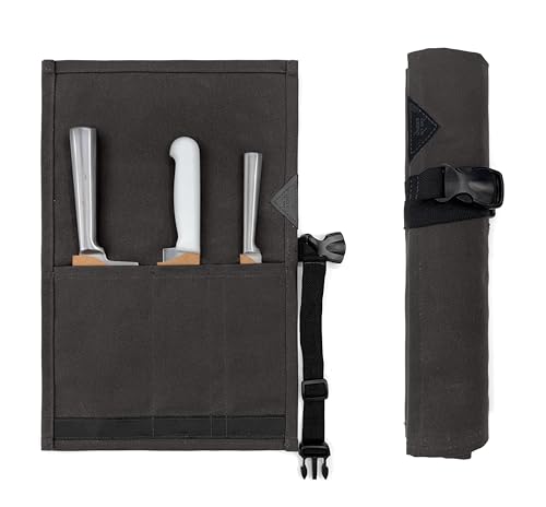 Knife Roll Apron Heavy Duty Canvas Leather Support Black | Heavy Duty Canvas Leather Support Folds into a Knife Roll Pro Chef BBQ Butcher Bartender Tool product thumbnail 20