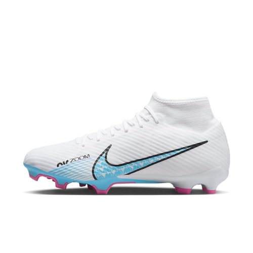 NIKE Men's Zoom Superfly 9 Football Shoe, White Baltic Blue Pink Blast, 9