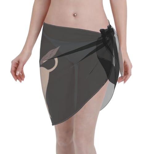 Elegante envoltura de playa con estampado de burro de dibujos animados, vestido de traje de baño, para mujer, perfecto para piscina y centro turístico, color negro, Negro, talla única