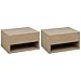HOMCOM Floating Bedside Tables Set of 2, Wall Mounted Nightstand with Drawer and Open Shelf for Bedroom, Natural