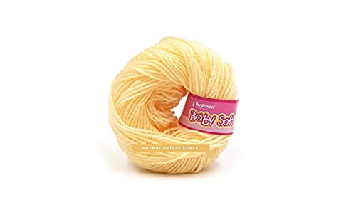 Image of Vardhman BabySoft Knitting Yarn | 100% Acrylic Wool | 4 Ply | Thin Knitting & Crocheting Hook Thread & Lightweight | Special Baby Wool | 150 Grams (6 Balls of 25g) | Machine Washable | Ideal for Blankets, Hats, Booties Ultra-Soft for Baby Sweaters, Blankets, Caps, Socks, Soft toys, Art & craft | Available in multicolors - (BBL042 - Banana Yellow)