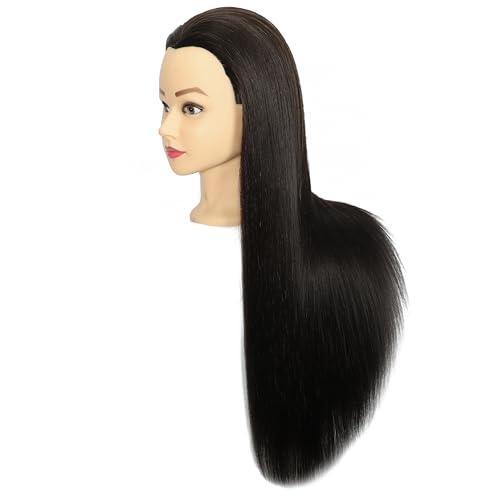 Mannequin Head Human Hair Female 80% Human Hair Mannequin Head Hair Styling Cosmetology Manikin Head Doll Head for Hairdresser with Clamp Holder and Tools