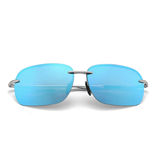 Image of FONHCOO Polarized Sports Sunglasses UV Protection for Men Women Rimless Frame for Cycling Fishing Driving