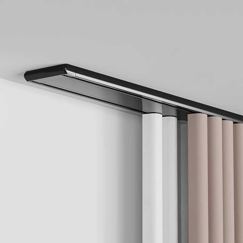 Bcofo Tringle à rideaux silencieuse à rails à double rangée, très résistante, séparation de pièce pour salon, chambre à coucher ou hôpital, facile à installer au plafond (noir, 2,2 m)