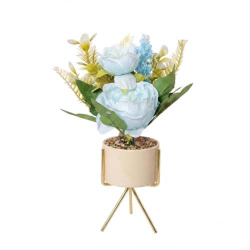 Image of Artificial Flower in Minimalist Metal Stand for Home Decor