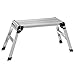 Giantex Work Platform Aluminum Step Ladder Drywall Safe CE Approved of Capacity 330 LBS Heavy Duty Portable Bench Folding Ladders Stool w/Non-Slip Mat (Silver)
