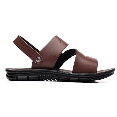 Men's Faux Leather Slip On Flats Slides Sandals with Adjustable Back Strap Lightweight Non Slip Casual Sandals Comfort Breathable Outdoor Beach Summer Shoes4