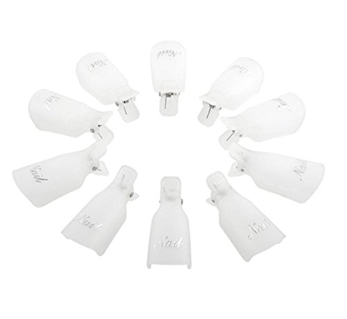 Bestpriceam Professional 10pcs Durable Reusable Plastic Nail Art Polish Soak Off Remover Wrap Cleaner Clip Cap Tool (White)