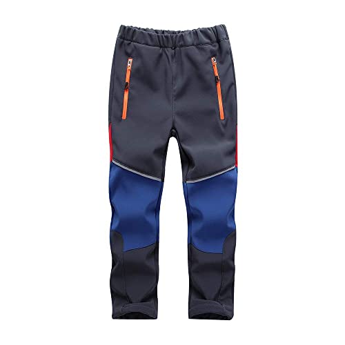 Toomett 190801-XJ-1510-GREY/DARK BLUE-XL Boys Snow Pants,Girls Kids Outdoor Fleece-Lined Soft Shell Hiking Insulated Waterproof Snowboard Pants,1510,Grey/Dark Blue,9-10 Years cover