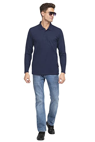 Image of Polo Full Sleeve t Shirt for Men Cotton with Pocket and Collar - Regular Fit Tshirt