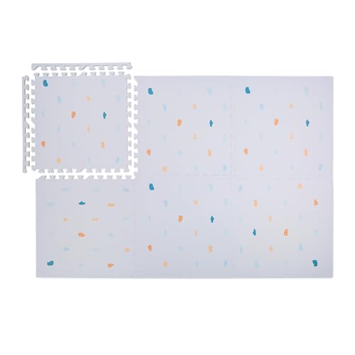 Relaxdays Alfombra Puzzle, Set 6, Alfombrilla Juego, Diseño a Puntos, Esterilla Gateo, 60x60cm, Espuma sin Tóxicos, Gris, 60 x 60 cm